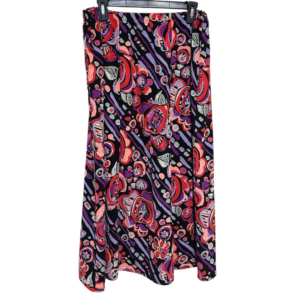Bob Mackie Wearable Art Bold Abstract Floral Maxi Skirt Artsy Maximalist Sz L